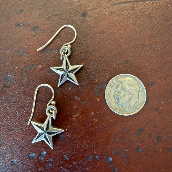 Vintage Silver Star Dangle Earrings - Picture 2 of 2